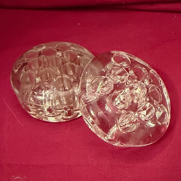 Vintage Clear Glass Flower Frogs – Set of 2 | Floral Arrangement Holders - Picture 2 of 5